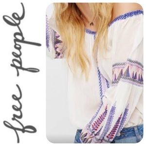 Free People Dream On Embroidered Off-Shoulder Top, L - BNWOT